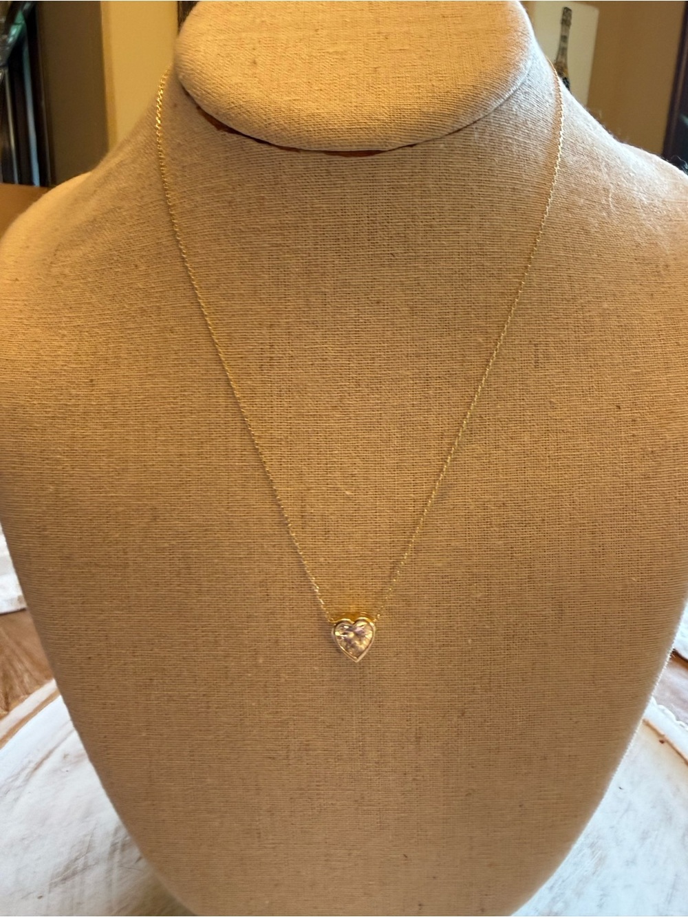 Melinda Maria Gold Heart Necklace with Clear Crystal - Picture 5 of 5